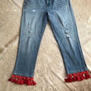 beaded fringe jeans
